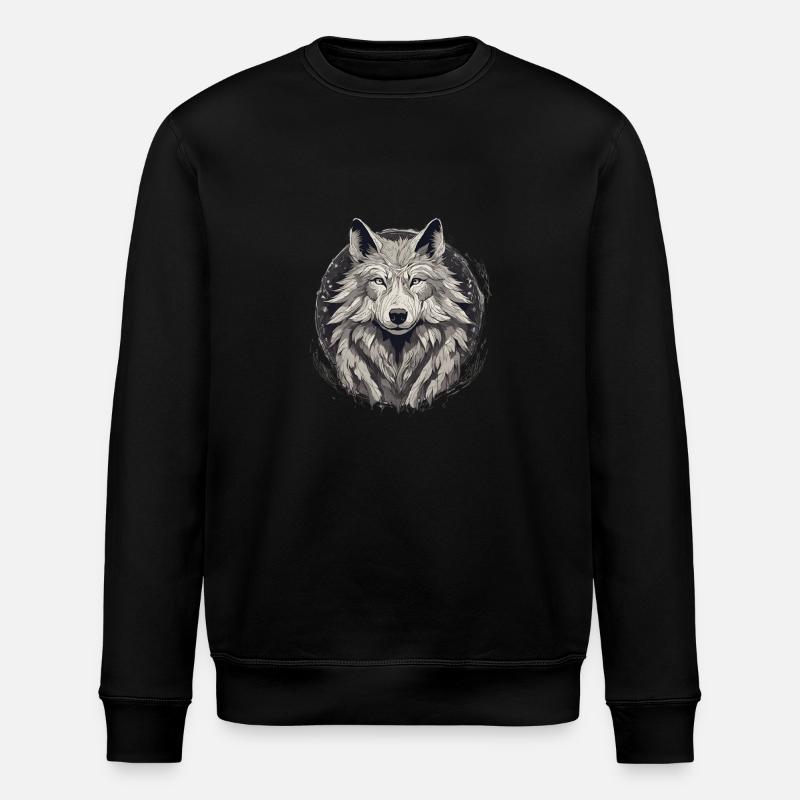 Mystical Wolf Head - Stanley/Stella ROLLER Unisex Organic Sweatshirt - black
