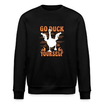 Fuck Yourself lustiger Erpel - Stanley/Stella Unisex Bio-Sweatshirt ROLLER - Schwarz - Vorne - Nik (191cm)