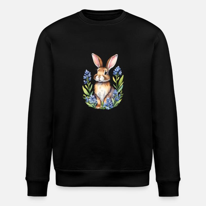 Texas bluebonnets bunny - Stanley/Stella ROLLER Unisex Organic Sweatshirt - black