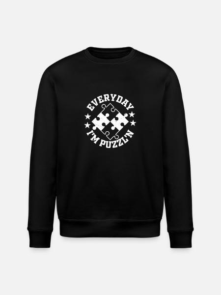 Everyday I'm Puzzl'n Jigsaw Puzzle Piece - Stanley/Stella ROLLER Unisex Organic Sweatshirt - black