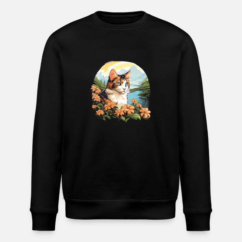 Calico Cat Glückskatze - Stanley/Stella Unisex Bio-Sweatshirt ROLLER - Schwarz