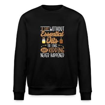 A Day Without Essential Oils Natural Healing - Stanley/Stella ROLLER Unisex Organic Sweatshirt - black - Front - Nik (191cm)