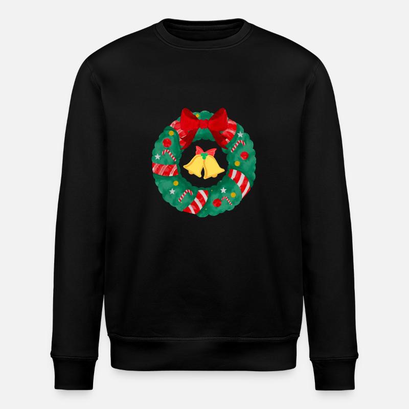 Weihnachtskranz mit Glocken - Stanley/Stella Unisex Bio-Sweatshirt ROLLER - Schwarz
