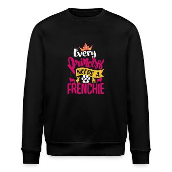 Every Princess Needs A Frenchie Dog French Bulldog - Stanley/Stella Unisex Bio-Sweatshirt ROLLER - Schwarz - Vorne - Nik (191cm)