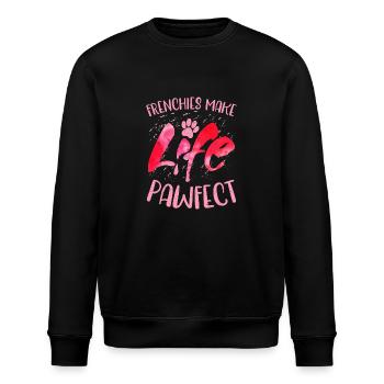 Frenchies Make Life Pawfect Owner French Bulldog - Stanley/Stella Unisex Bio-Sweatshirt ROLLER - Schwarz - Vorne - Nik (191cm)