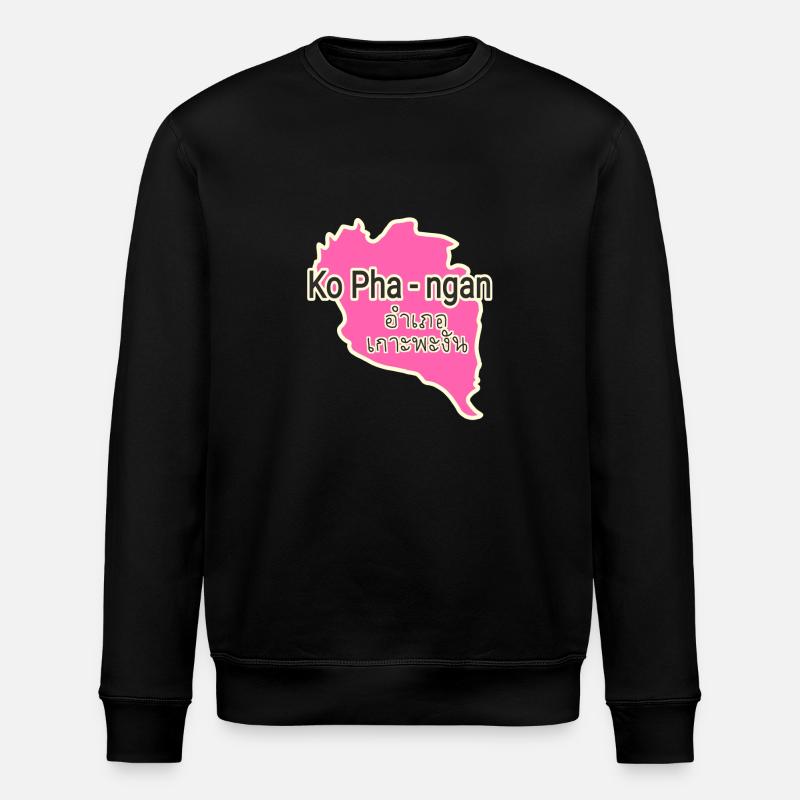 Koh Phangan Island Map - Stanley/Stella ROLLER Unisex Organic Sweatshirt - black
