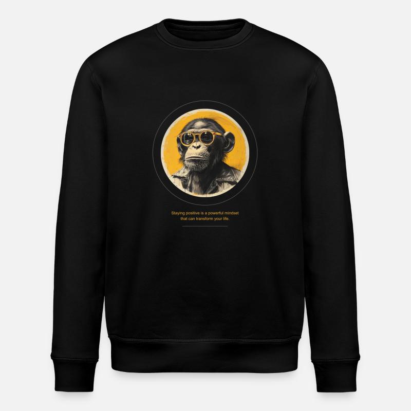 Affe Sonnenbrille Cool Spruch - Stanley/Stella Unisex Bio-Sweatshirt ROLLER - Schwarz