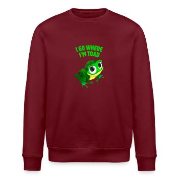 Ich gehe dorthin, wo ich bin Kröte Lustig Niedlicher Frosch Tier Humor - Stanley/Stella Unisex Bio-Sweatshirt ROLLER - Burgunderrot - Vorne - Nik (191cm)