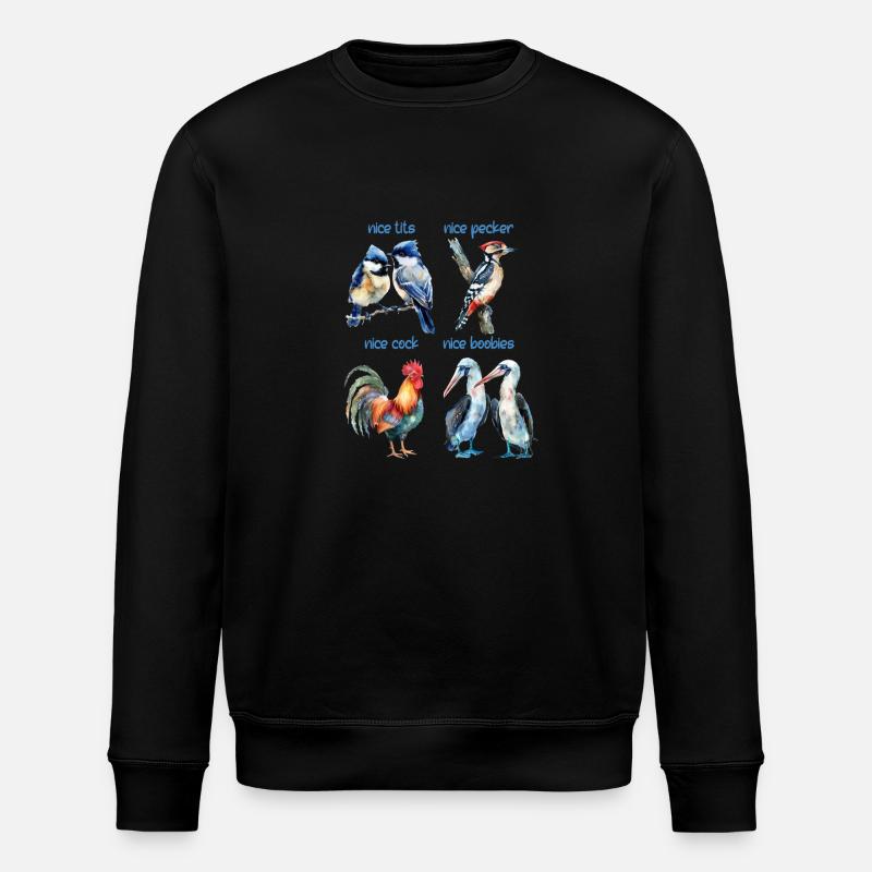 Funny birds named Nice birds - Stanley/Stella ROLLER Unisex Organic Sweatshirt - black