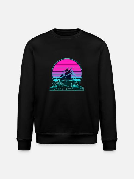 Sunset Pirate Ship - Stanley/Stella ROLLER Unisex Organic Sweatshirt - black