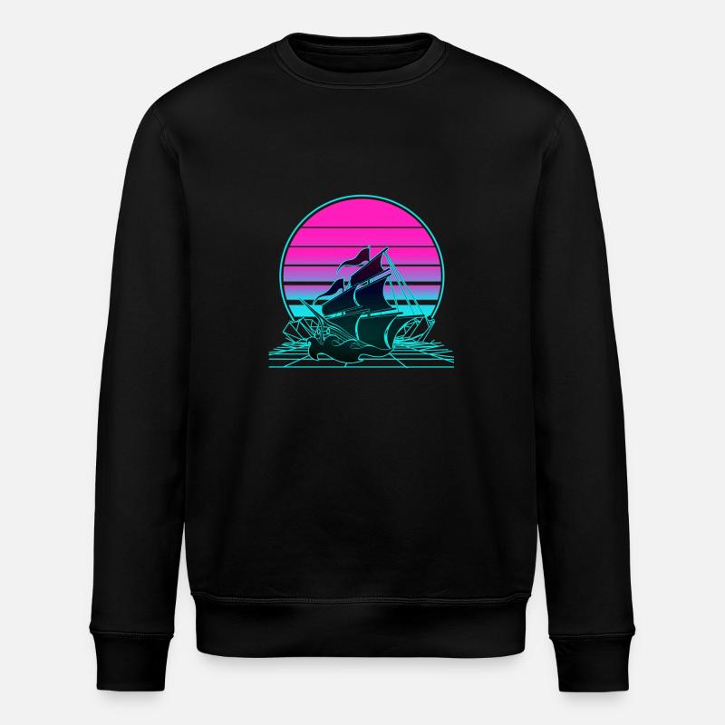 Sunset Pirate Ship - Stanley/Stella Unisex Bio-Sweatshirt ROLLER - Schwarz