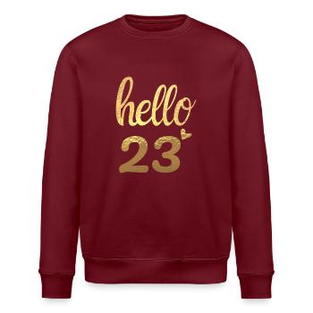 Hello 23 doré - Sweat bio ROLLER Stanley/Stella Unisexe - bordeaux - Devant - Nik (191cm)