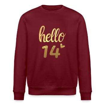 Hello 14 doré - Sweat bio ROLLER Stanley/Stella Unisexe - bordeaux - Devant - Nik (191cm)