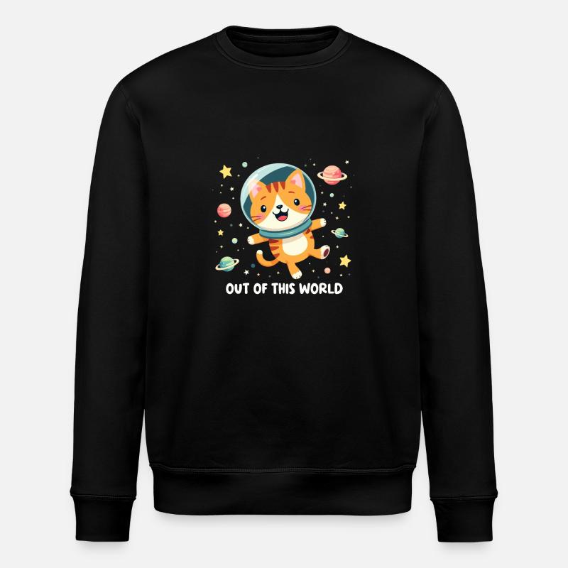 GALAXY SPACE CAT - Stanley/Stella ROLLER Unisex Organic Sweatshirt - black