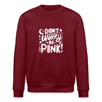 Mach dir keine Sorgen, sei pink! - Stanley/Stella Unisex Bio-Sweatshirt ROLLER - Burgunderrot - Vorne - Nik (191cm)