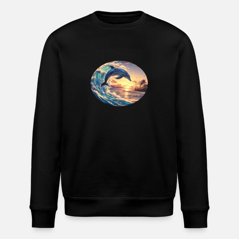 Dolphin Dolphins Dolphin - Stanley/Stella ROLLER Unisex Organic Sweatshirt - black