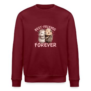 Freunde für immer Igel Duo Friends Forever Hedgeh - Stanley/Stella Unisex Bio-Sweatshirt ROLLER - Burgunderrot - Vorne - Nik (191cm)