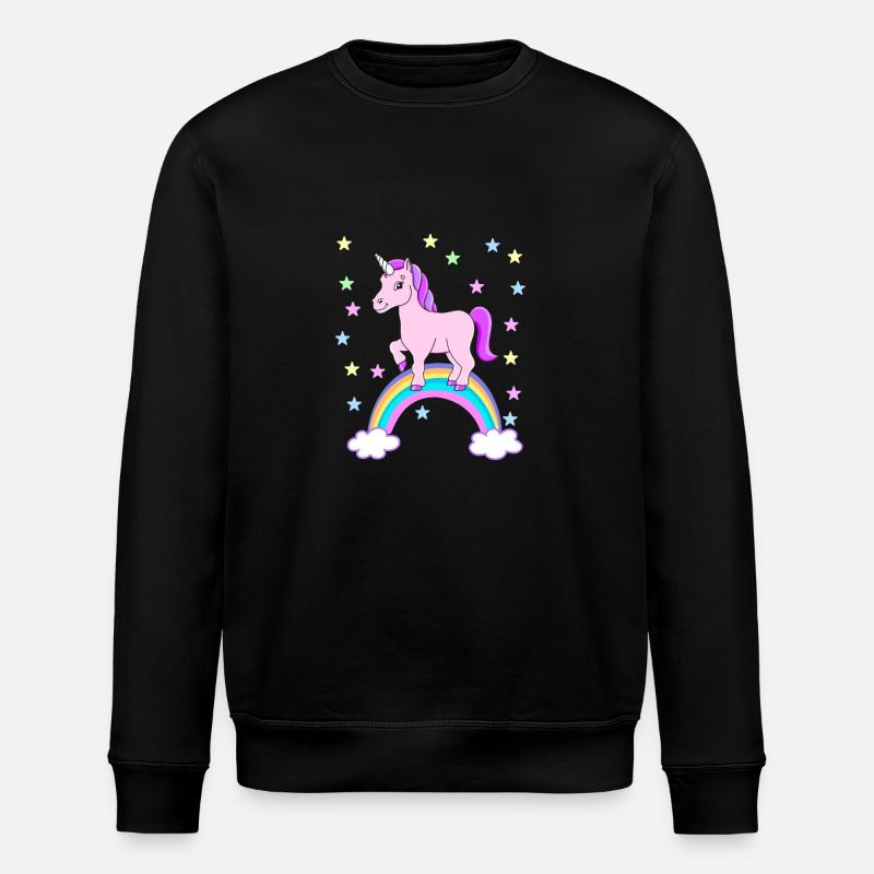 Einhorn Regenbogen Geschenkidee - Stanley/Stella Unisex Bio-Sweatshirt ROLLER - Schwarz