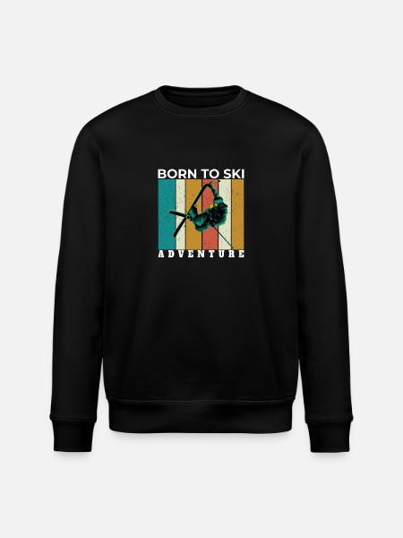 Retro-Skiing Design Retro Skiing Design - Stanley/Stella ROLLER Unisex Organic Sweatshirt - black