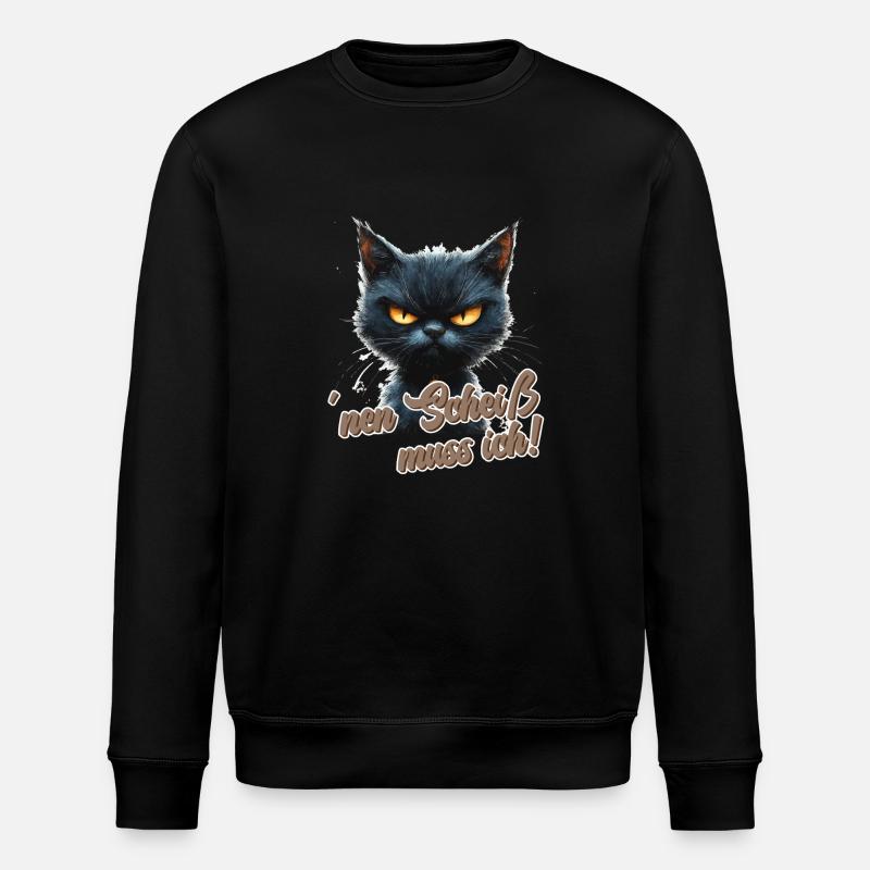 Witzige Katze mit Spruch - Stanley/Stella Unisex Bio-Sweatshirt ROLLER - Schwarz