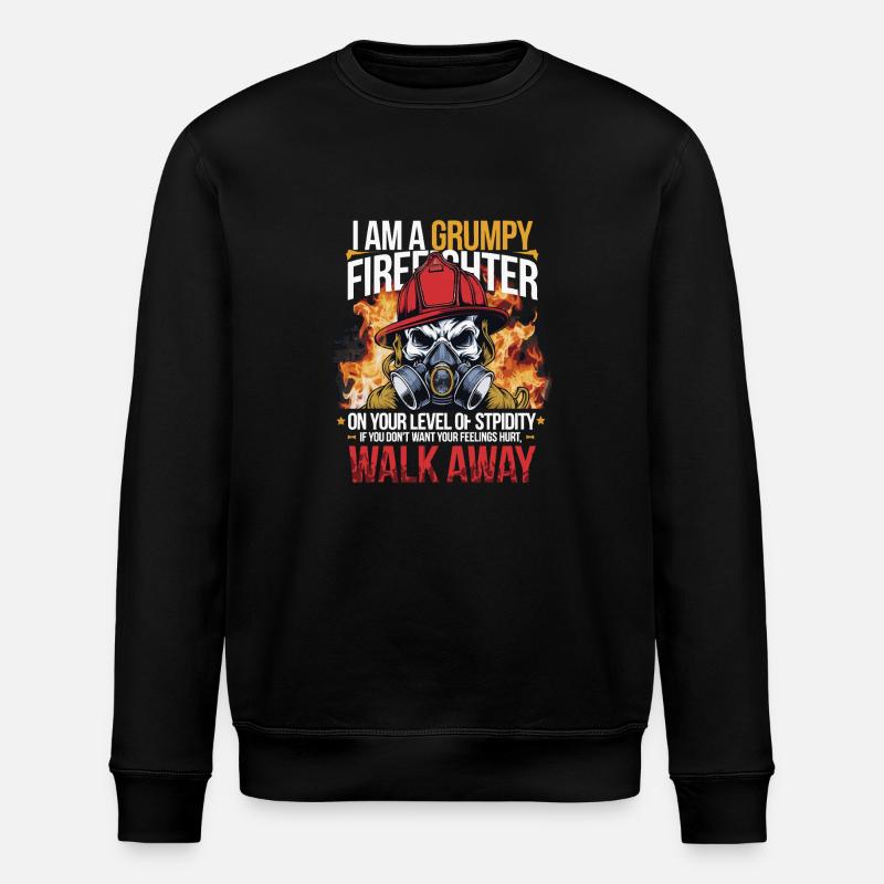 GRUMPY FIREFIGHTHER - Stanley/Stella ROLLER Unisex Organic Sweatshirt - black