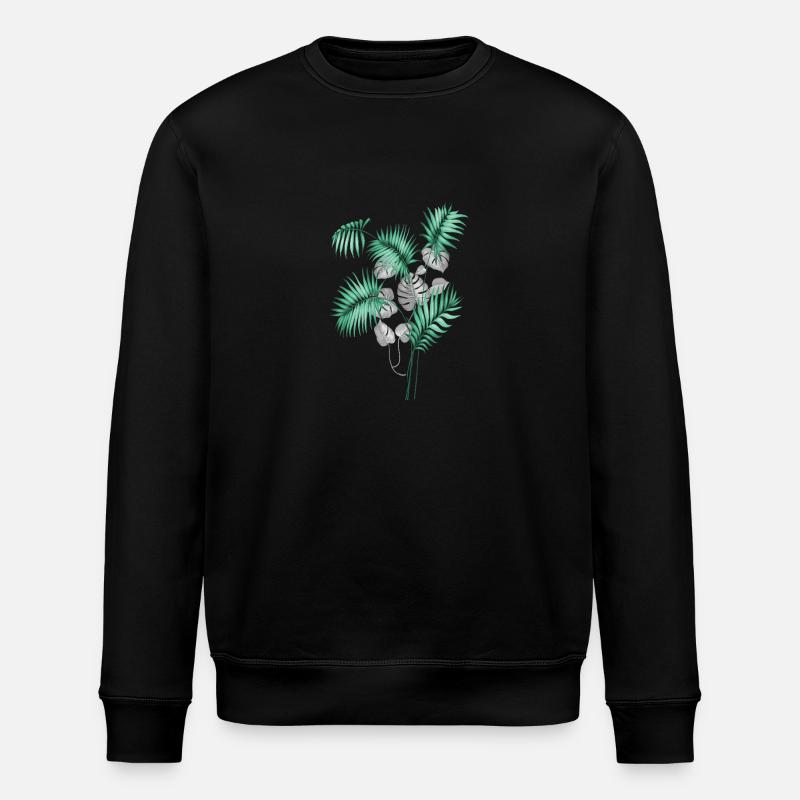 Tropical Leaves Design - Stanley/Stella Unisex Bio-Sweatshirt ROLLER - Schwarz