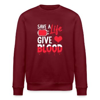 Blood donation saves lives - Stanley/Stella ROLLER Unisex Organic Sweatshirt - burgundy - Front - Nik (191cm)