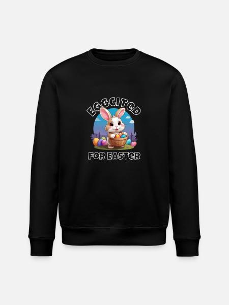 Eggcited for Easter - Stanley/Stella ROLLER Unisex Organic Sweatshirt - black