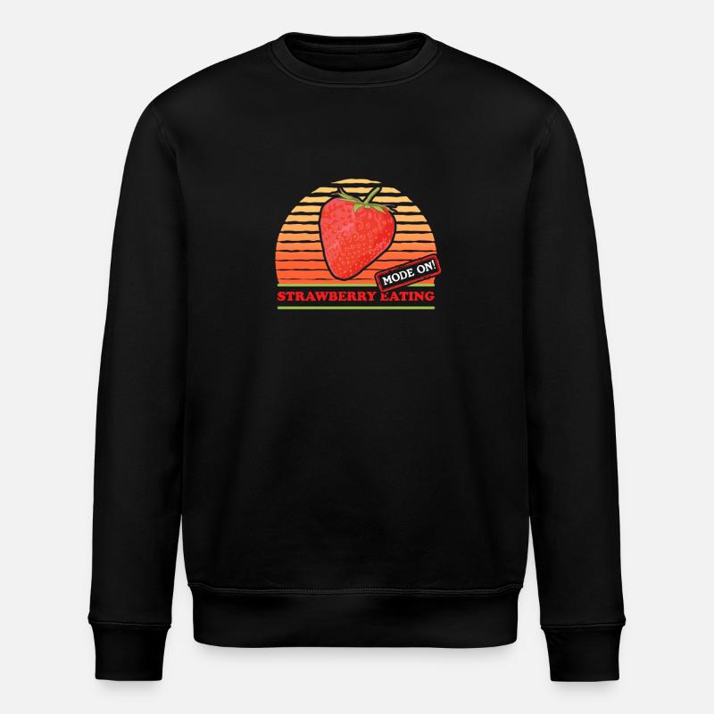 Erdbeeren Erdbeere Strawberry Geschenke - Stanley/Stella Unisex Bio-Sweatshirt ROLLER - Schwarz