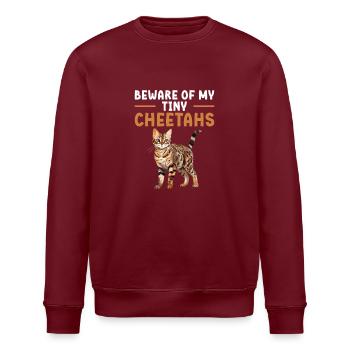 Watch out for my tiny cheetahs - Stanley/Stella ROLLER Unisex Organic Sweatshirt - burgundy - Front - Nik (191cm)