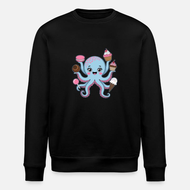Octopus Cake Kids Squid - Stanley/Stella ROLLER Unisex Organic Sweatshirt - black