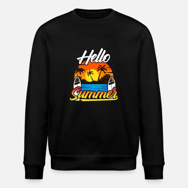 Hello Summer Sunset Design - Stanley/Stella ROLLER Unisex Organic Sweatshirt - black