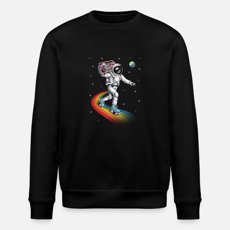 Astronaut Roller Skating - Stanley/Stella ROLLER Unisex Organic Sweatshirt - black