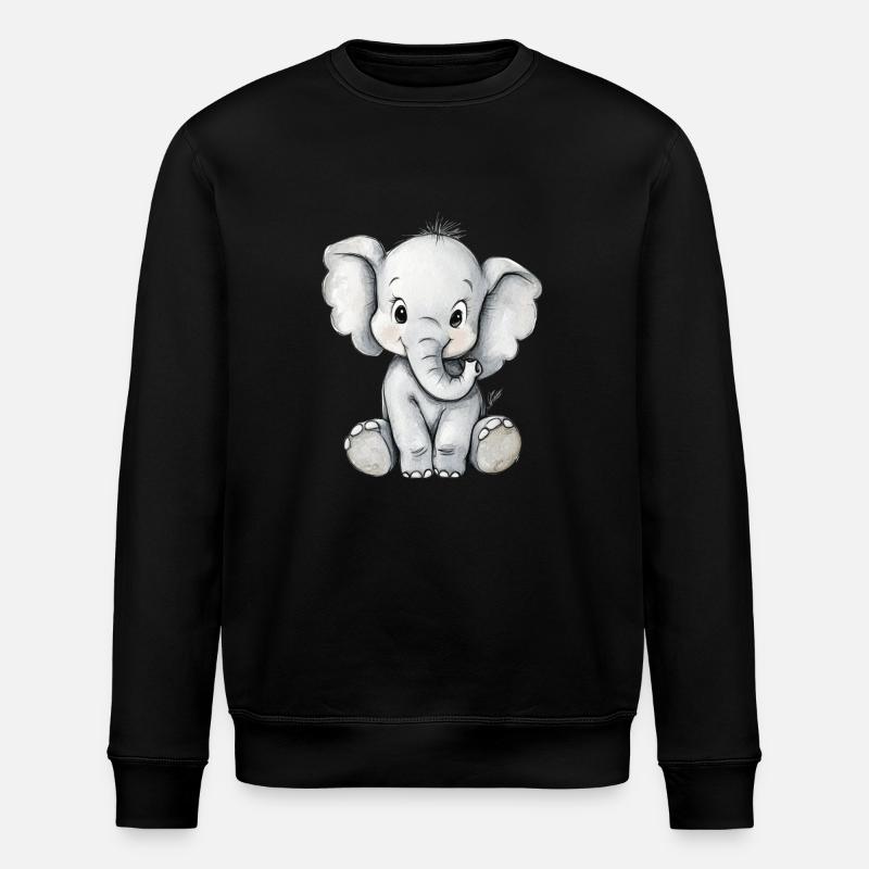 kleiner süßer Elefant - Stanley/Stella Unisex Bio-Sweatshirt ROLLER - Schwarz