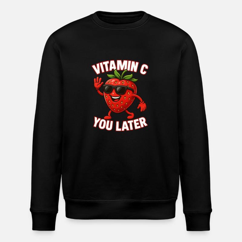 Fraise Vitamine C Fruit Drôle - Sweat bio ROLLER Stanley/Stella Unisexe - noir