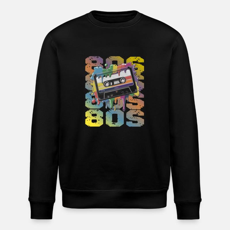80s Retro Kassette Regenbogen Nostalgie - Stanley/Stella Unisex Bio-Sweatshirt ROLLER - Schwarz