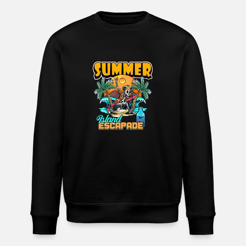 Summer Island Escapade Design - Stanley/Stella ROLLER Unisex Organic Sweatshirt - black