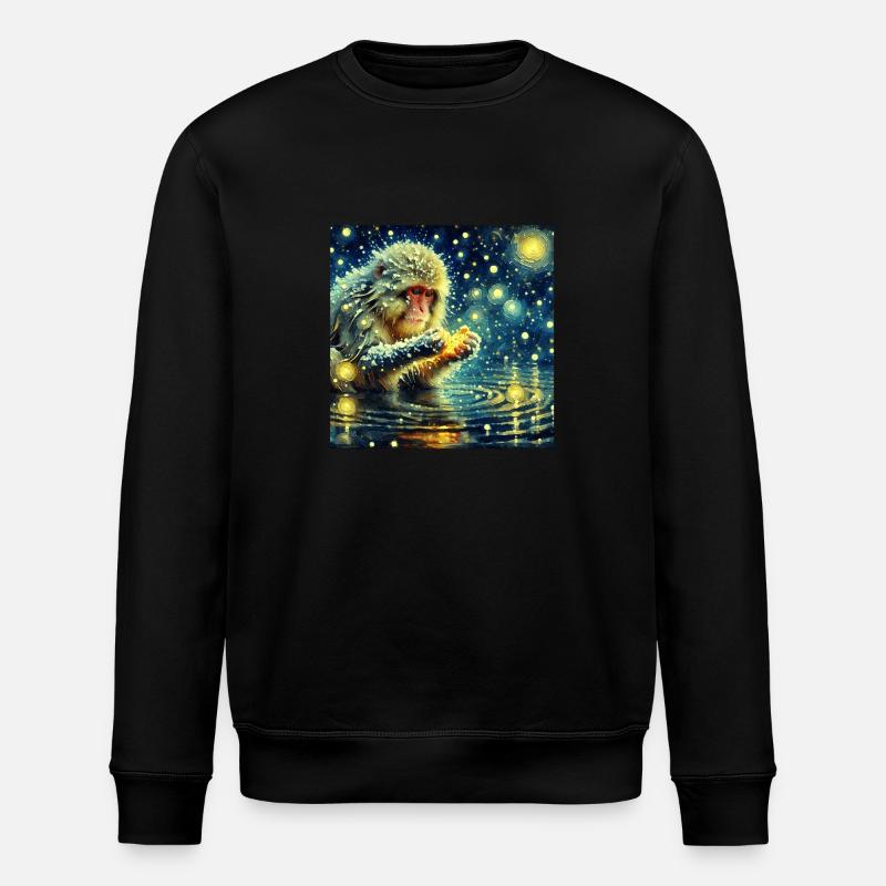 Schneeaffe Starry Night - Stanley/Stella Unisex Bio-Sweatshirt ROLLER - Schwarz