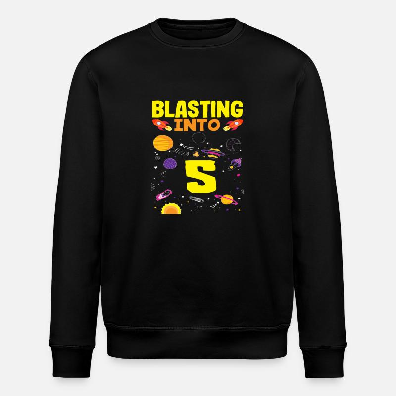 Rocket Adventure Blasting Into 5 - Stanley/Stella ROLLER Unisex Organic Sweatshirt - black