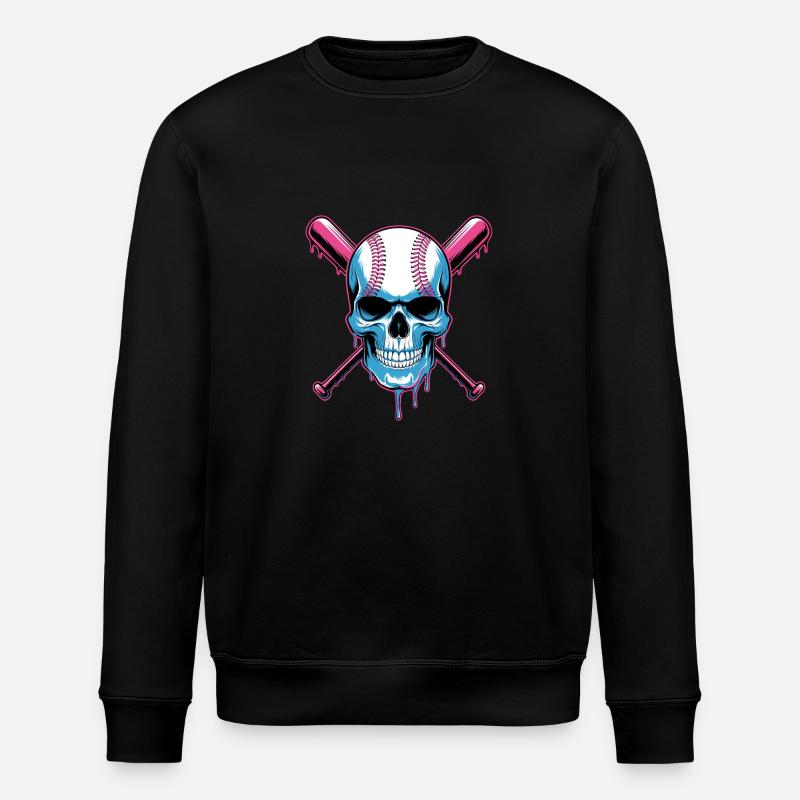 Baseball Skull Batte de Baseball - Sweat bio ROLLER Stanley/Stella Unisexe - noir