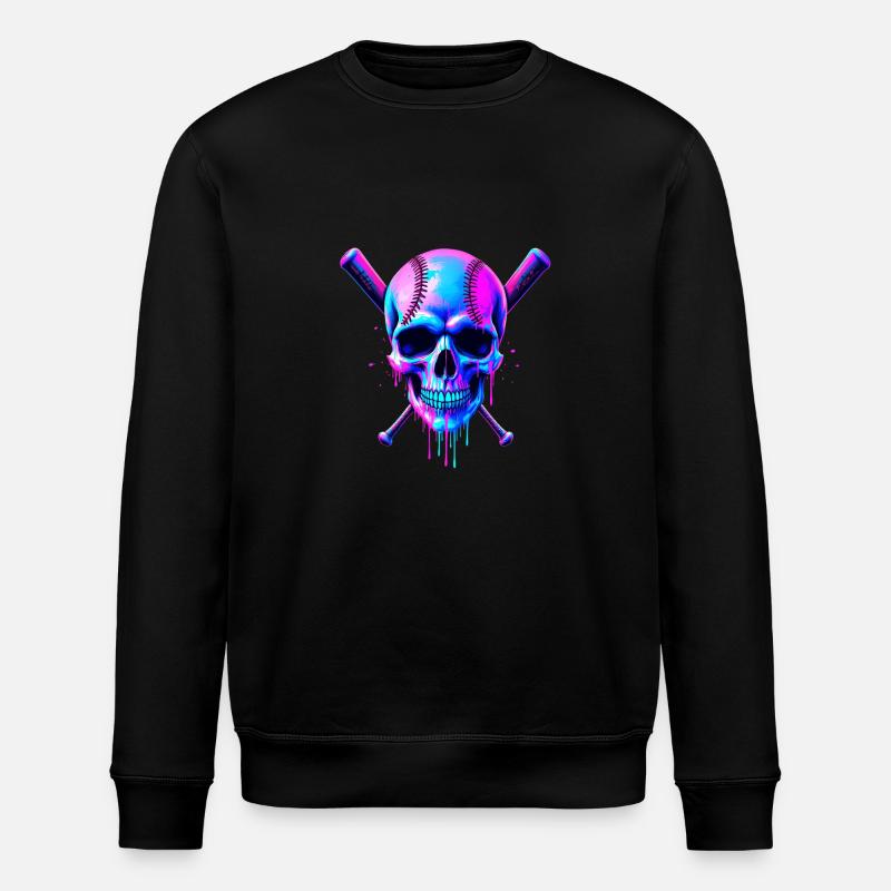 Baseball Totenkopf Baseballschläger - Stanley/Stella Unisex Bio-Sweatshirt ROLLER - Schwarz