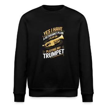Lustiger Ruhestand Trompeten Spruch - Stanley/Stella Unisex Bio-Sweatshirt ROLLER - Schwarz - Vorne - Nik (191cm)