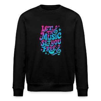 Lassen Sie sich von der Musik befreien, Retro Vibes - Stanley/Stella Unisex Bio-Sweatshirt ROLLER - Schwarz - Vorne - Nik (191cm)