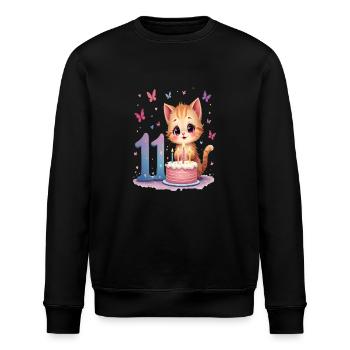 Süßes Kätzchen 11. Geburtstag Mädchen - Stanley/Stella Unisex Bio-Sweatshirt ROLLER - Schwarz - Vorne - Nik (191cm)