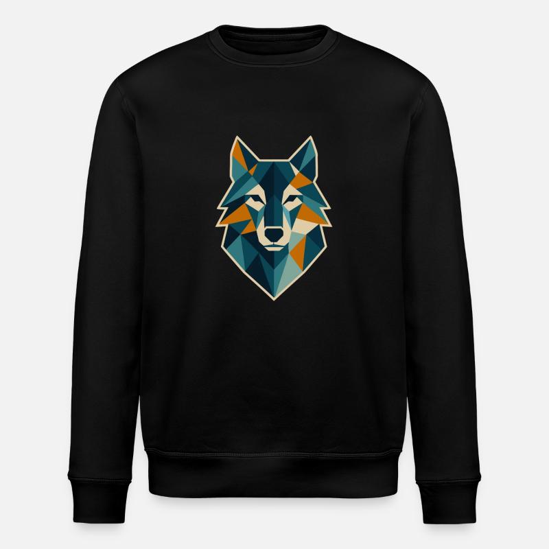 Geometric Wolf Head Polygon Style - Stanley/Stella ROLLER Unisex Organic Sweatshirt - black