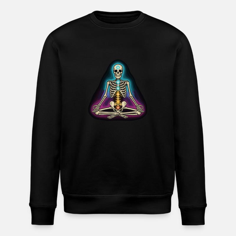 Skeleton Yoga - Chakra Pose - Stanley/Stella ROLLER Unisex Organic Sweatshirt - black