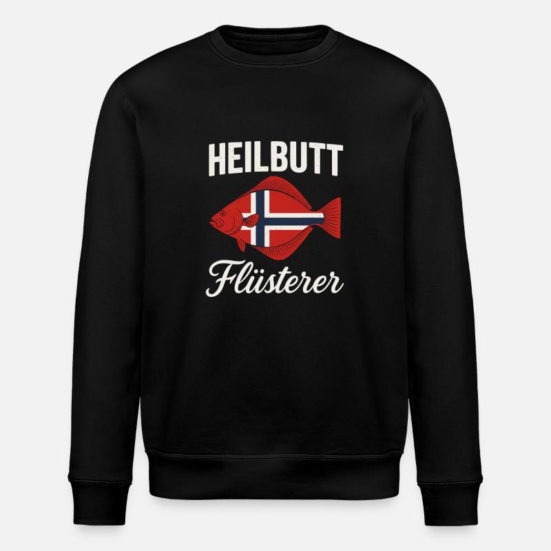 Halibut Whisperer Norway Flag - Stanley/Stella ROLLER Unisex Organic Sweatshirt - black