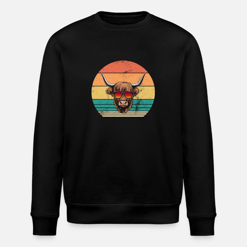 Cow Cattle Highland Cattle - Stanley/Stella ROLLER Unisex Organic Sweatshirt - black