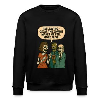 I'm leaving - Oscar the zombie makes me feel alive - Stanley/Stella Unisex Bio-Sweatshirt ROLLER - Schwarz - Vorne - Nik (191cm)