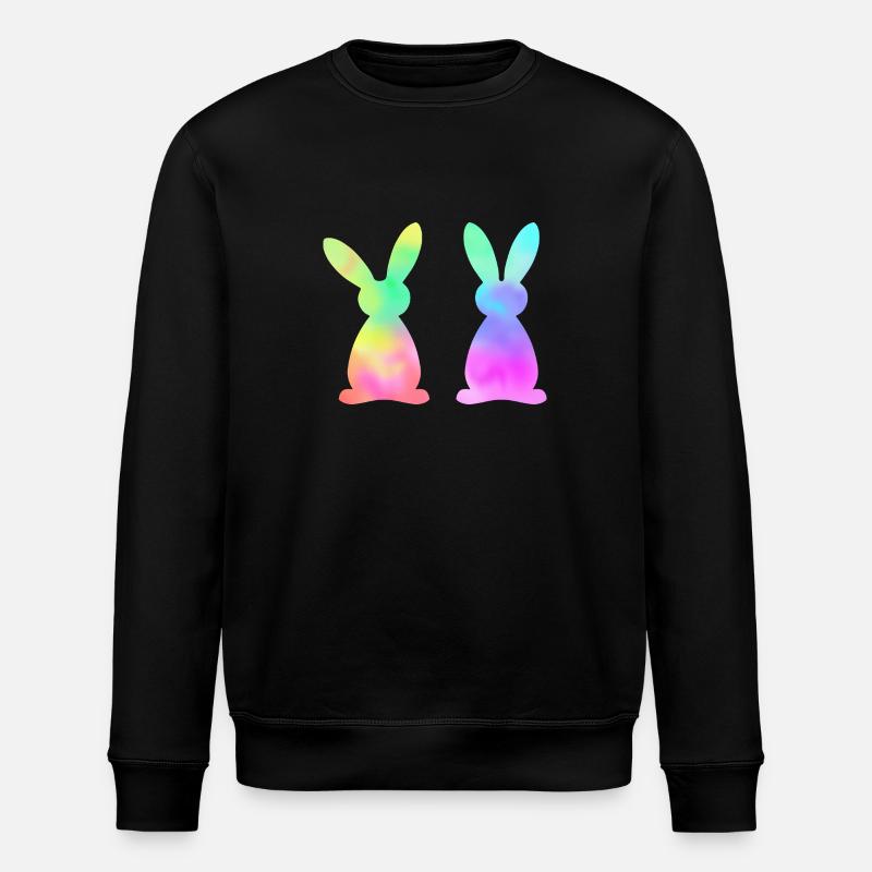 Bunte Osterhasen Aquarell - Stanley/Stella Unisex Bio-Sweatshirt ROLLER - Schwarz